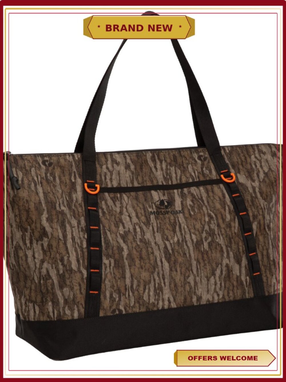 Mossy Oak Boat Tote Bag with Bottomland Camo, 31.5 Liters